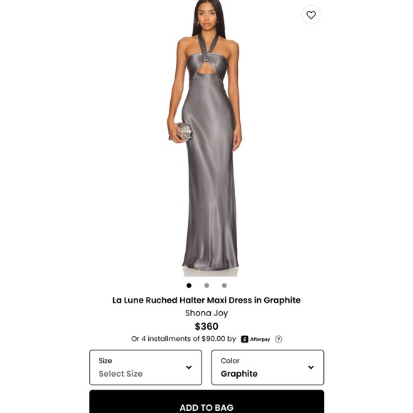 Shona Joy Graphite Ruched Halter Maxi Dress NWT SIZE 8